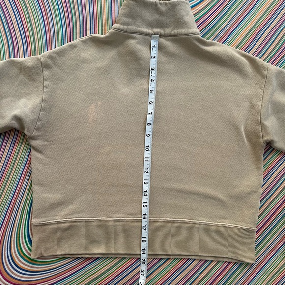 RE/DONE x Hanes 70's half-zip sweatshirt • small • cropped • khaki • flaw* - Picture 7 of 12